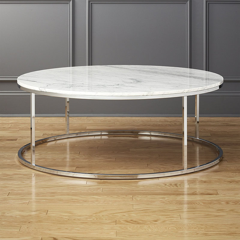 Nordic round creative marble coffee table stainless steel mini coffee table small apartment living room simple iron tea table