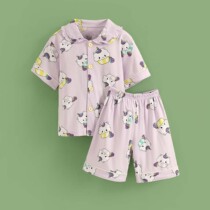 Little Tiger Patty Childrens Pajamas Girls Summer Short Sleeve Thin Set Medium Children 13-year-old Girl Home Clothes Set