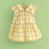 Little Tiger Patty Girl Chiffon Dress Girl Strawberry Print Skirt Children Princess Dress Doll Collar Thin