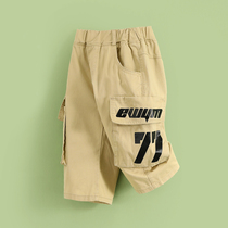 Little Tiger Patty childrens clothing boy overalls shorts childrens summer clothing five-point pants foreign atmosphere big pocket middle pants wear tide