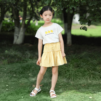 Little Tiger Patty Girl Set Summer 2021 New Western Style Children Childrens Short Sleeve T Skirt Two-piece Set