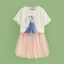 Little Tiger Patty Girl Set Summer New Korean version of foreign style childrens skirt Aisha Princess Dress Two Piece Tide