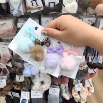 (Special spot) Japan Seria hair accessories cute bow plush ball ball head rope rubber band Hairband
