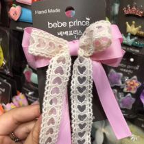 (Spot) South Korea Bebe prince hair lace love ribbon bow clip girl hair card