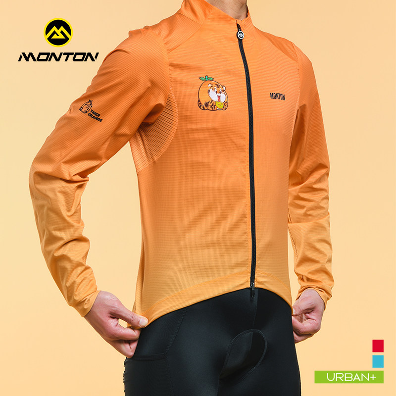 Monton Pulse 22 Years New Pint Windproof Commuter Cartoon Outdoor Sport Riding Light Male And Female Wind Jersey Tiger Orange