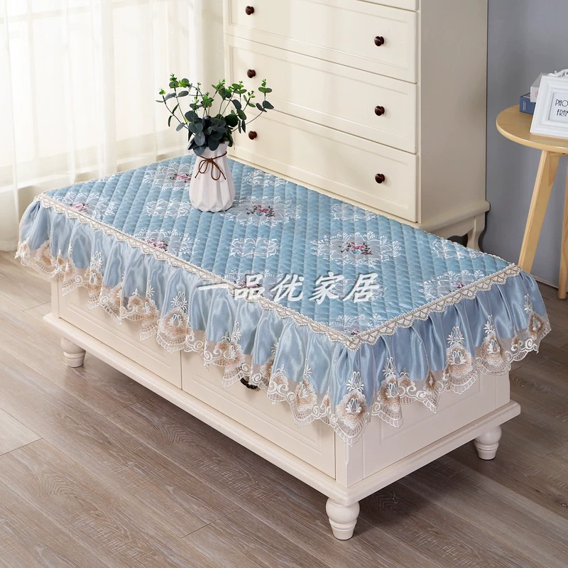 Bàn cà phê khăn trải bàn hình chữ nhật vải ren placemat phòng khách Bàn cà phê đặt bìa nhà phong cách châu Âu Tủ bụi bụi - TV