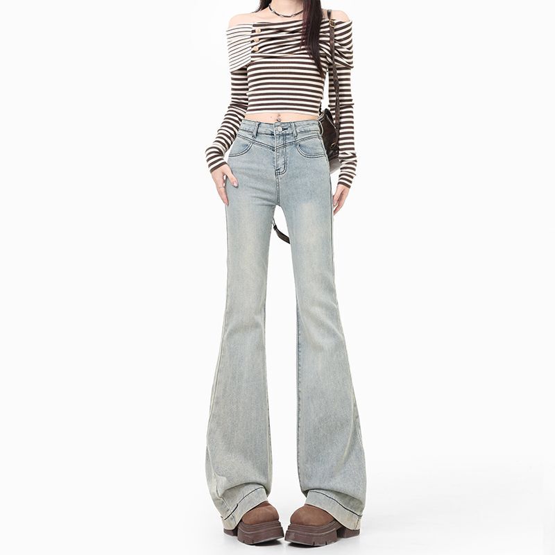 Designed with a Sense of Style, Light Pink Flared Jeans for Women, Spring 2024, High-Waisted, Slim-Fit, Flattering Bell-Bottom Pants Designed with a Sense of Style, Light Pink Flared Jeans for Women, Spring 2024, High-Waisted, Slim-Fit, Flattering Bell-Bottom Pants