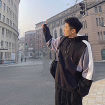 Lu Xiaohu American street color color hooded sweater men Autumn Tide brand loose hoodie half zipper coat coat tide