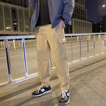 Lu Xiaohu 2021 Autumn New Japanese vintage overalls mens high street printed radish pants casual straight pants