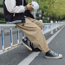 2021 autumn and winter new trend Hong Kong style casual pants mens ins Tide brand straight tube pants Japanese loose overalls wide leg pants