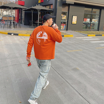 Lv Xiaohu ins trendy round neck clothes men pullover National Tide Street printing base shirt couple loose top