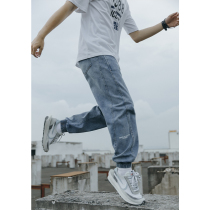 Lv Xiaohu washed vintage jeans men 2021 Autumn Tide brand leg trousers men loose pants tide