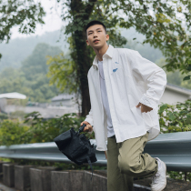 2021 autumn new mens embroidered long sleeve shirt wide version Tide brand casual shirt Japanese trend overcoat