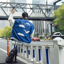 Embroidered Puskin stitching bomber jacket men and women couples Hong Kong style retro baseball uniform hip hop casual coat tide
