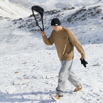 Lu Xiaohu hanging feeling full vertical stripe jacquard pullover sweater mens autumn and winter Tide brand loose round neck couple sweater