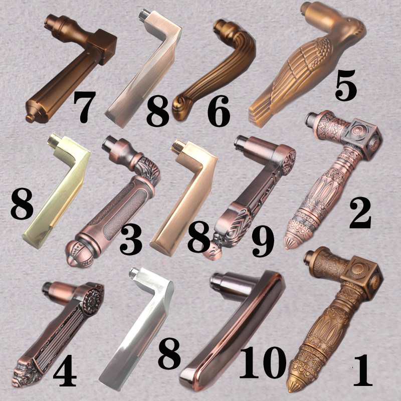 Zinc alloy durable burglar-proof door door door lock pull handle accessories Machinery large door lock red ancient thickened live handle handle