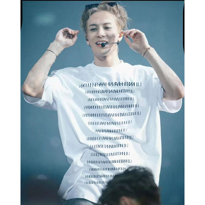 Jackson Wang Style Heavy Cotton Letter Print T-Shirt for Men, Short-Sleeved, Loose Fit, American Trendy Brand, High Weight, Fashionable Jackson Wang Style Heavy Cotton Letter Print T-Shirt for Men, Short-Sleeved, Loose Fit, American Trendy Brand, High Weight, Fashionable