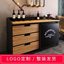 Loft Industrial style dining side cabinet Restaurant Hotel box Tea cabinet by locker American Retro Wrought iron dining cabinet