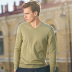 Ông vải dài tay áo thun knitshirt nam tinh khiết bông đơn giản áo sơ mi đầu hàng dệt kim nam giới BT3730. 