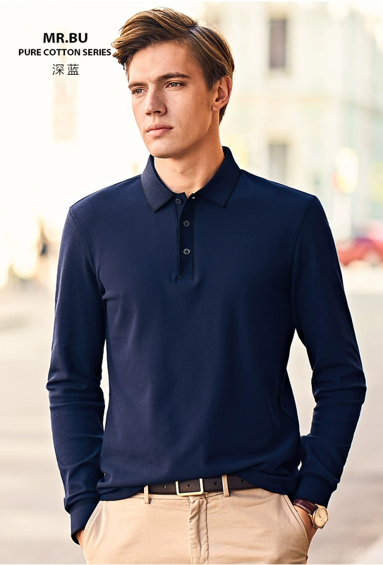 Mr. Quần áo dài tay T mùa thu Mới Nam Áo choàng cotton dài tay áo thun áo thun nam BT3663