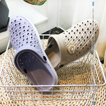 Baotou cool slippers dual-purpose drag heel non-slip breathable soft bottom hole shoes outside wear sandals semi-drag peacock feather hollow Hollow