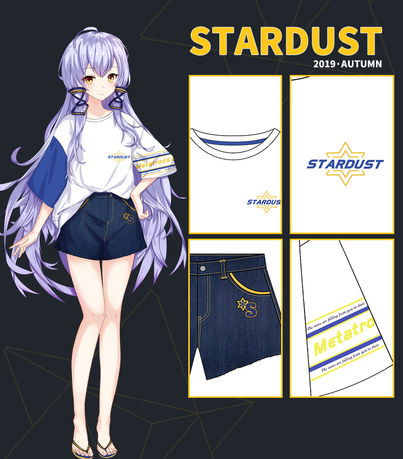 Trace Stardust Chính hãng Anime Thể thao ngoại vi Áo thun tay ngắn Thứ cấp Yuan Quần short denim Bộ trang phục - Carton / Hoạt hình liên quan hình dán bts
