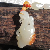 Epic Dialect Hetian Jade Boutique Xinjiang Old Ripe Red Skin White Jade Mutton Fat Jade Seed Material Ganoderma Ruyi Pendant