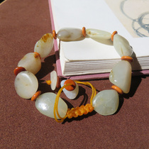 Special offer in Ma dialect Jade Dragon River old and ripe like crispy hanging gold skin white jade seed material raw stone bracelet bracelet w2