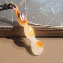 Dialect Hetian jade boutique wear-grade oily and delicate red skin white jade seed material lotus pendant pendant h0
