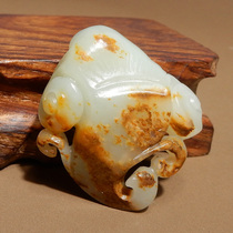 Dialect Hetian jade boutique Xinjiang Yulong River white jade seed material sprinkled with gold skin single seed carved Ganoderma lucidum pendant w4