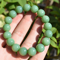 Heavyweight dialect Hetian jade Russian oily and delicate old pit material thick pink green jasper 12mm bracelet r1