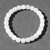 What a loss! Dialect quality Hetian jade Qinghai material oily and delicate ice-transparent white jade card 8mm old-style bead bracelet R1