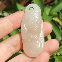 Dialect Hetian jade collection quality warm and delicate old material rich lotus root pink Pixiu guardian pendant A8