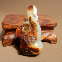 Dialect specialty boutique white jade seed material from Yulong River in Xinjiang red-skinned oily high-fat Ganoderma lucidum Ruyi pendant w4