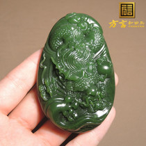 Explosive Dialect Boutique Hetian Jade Collection Grade Russian Characteristic Spinach Green Jasper Dragon Traveling the World Handpiece h7
