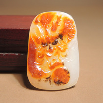 Stunned by the dialect Hetian jade wearing grade red Qin oil leather white jade Russian seed material flying dragon in the sky pendant pendant h0