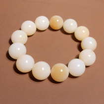 Heavyweight dialect Hetian jade from Xinjiang with warm and delicate mutton fat white jade with sugar 18mm round bead bracelet h7