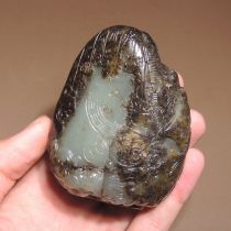 The dialect Hetian jade collection grade Xinjiang old mature black leather oil warehouse material Jinhui pile ornaments h2 has been leaked