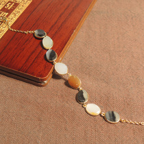 I was stunned by the dialect brand Hetian jade featuring Xinjiang black and white clear blue and white jade seed material silver inlaid jade bracelet h0