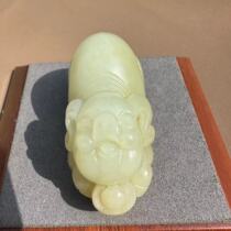 Qi Ma Dialect Boutique Hetian Jade Collection Grade White Jade Gobi Material White Jade Zodiac Pig Handle Ornament S