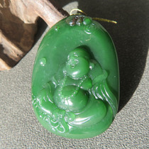 Heavy dialect Hetian jade boutique Russian old pit material red skin spinach green jasper Laughing Buddha pendant pendant w2