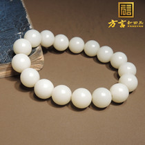 Dialect Hotan jade collection grade Xinjiang high-fat high-glutinous and late-mid material white jade 12mm round bead bracelet bracelet h2