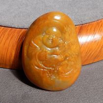 Stunned dialect Hetian jade collection grade recommended Xinjiang old ripe crisp topaz seed material Laughing Buddha pendant X5