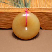 Stunned by dialect Hetian jade boutique Xinjiang Qiemo old pit material yellow sugar color safety buckle pendant pendant N3