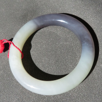 I was stunned by the dialect Hetian jade treasure Qinghai Laokeng lotus root powder with smoky purple two-color inner diameter 56mm exquisite bracelet w1