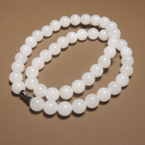 Lost money. Dialect Hetian jade Qinghai material ice bottom delicate unstructured mutton fat white jade card 12mm round bead necklace h7