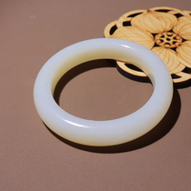 I was stunned by the dialect Hetian jade wear grade Qinghai old pit material oily and delicate lotus root powder inner diameter 57mm bracelet O8