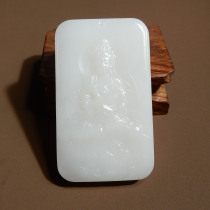 Shocking Dialect Hetian Jade Boutique Collection Master Wang Guangzhi Qinghai Material Mutton Fat White Jade Guanyin Brand Pendant X5