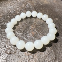 Dialect Hetian jade boutique wear-grade Xinjiang oily and delicate white jade 10mm round bead bracelet w2