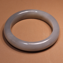 Hot dialect boutique Hetian jade wearable grade Qinghai warm and delicate old pit material ice bottom smoke purple 53mm bracelet O2